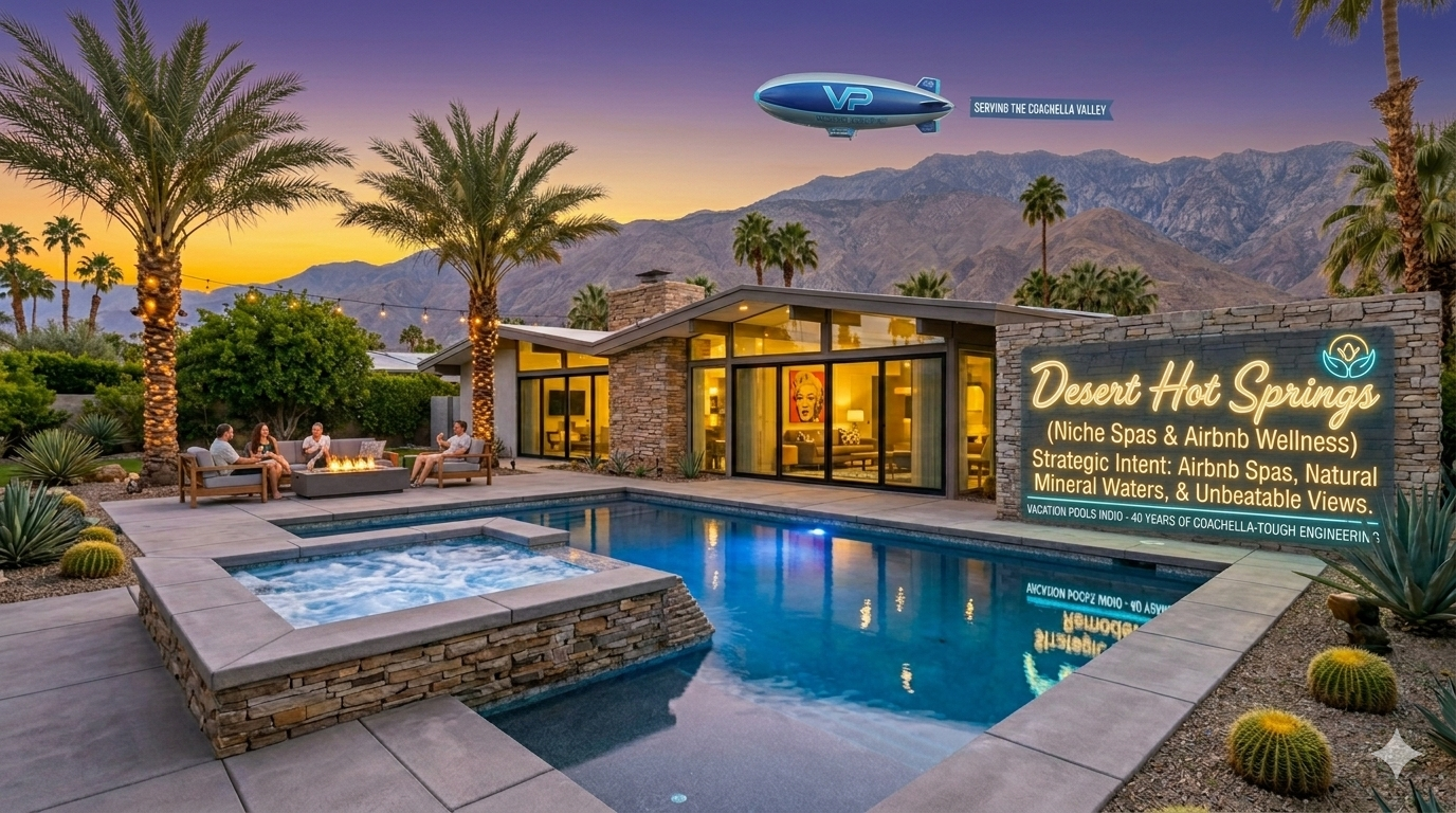 Luxury pool construction and service in Desert Hot Springs, Coachella Valley by Vacation Pools Inc