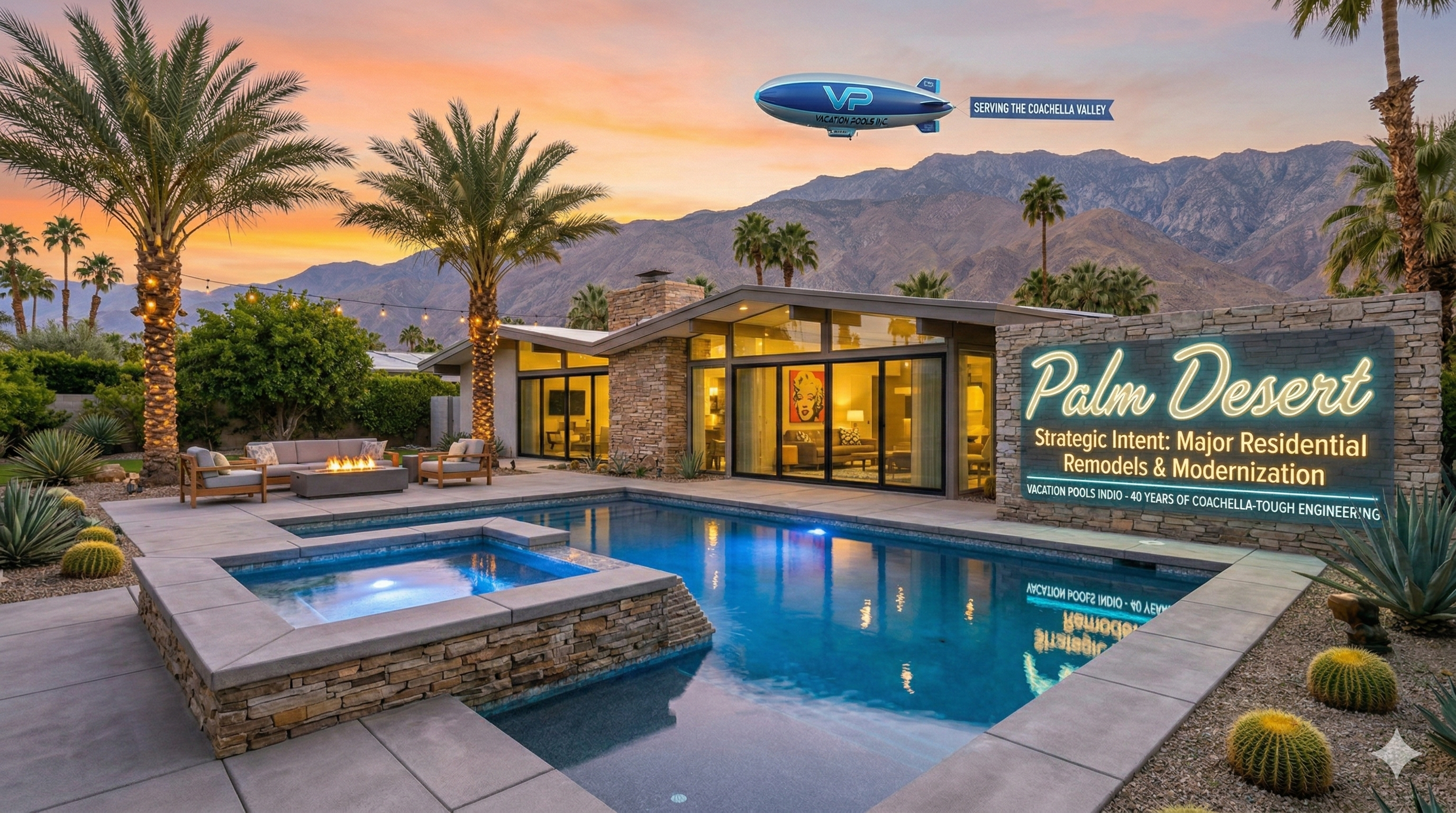 Luxury pool construction and service in Palm Desert, Coachella Valley by Vacation Pools Inc