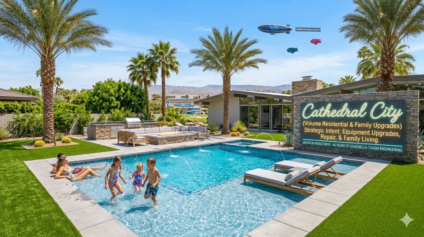 Luxury pool construction and service in Cathedral City, Coachella Valley by Vacation Pools Inc