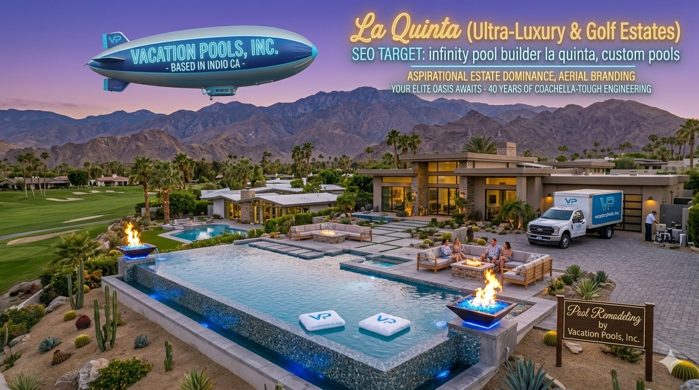 Luxury pool construction and service in La Quinta, Coachella Valley by Vacation Pools Inc